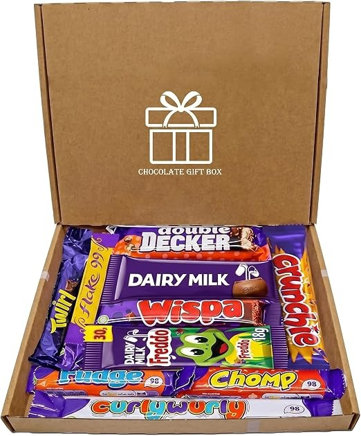 GROBITS Chocolate Gift Hamper Box – 10 Mini Chocolate Bars (Letterbox Friendly)