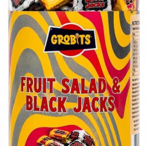 GROBITS Fruit Salad & Black Jacks – Original Retro Pick & Mix Sweets (535g Jar)