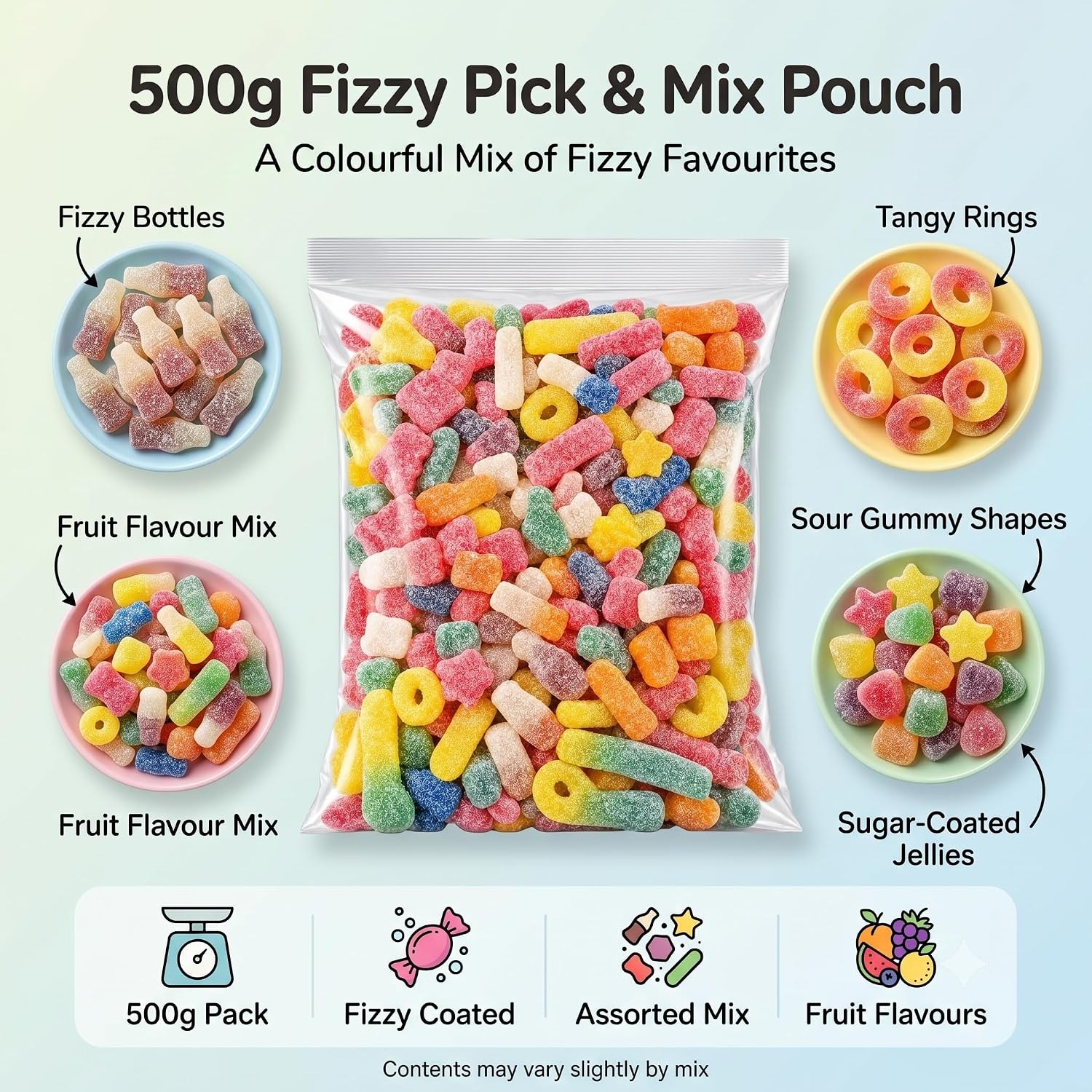 GROBITS Fizzy Pick & Mix Jelly Sweets – Classic Retro Candy Assortment (500g) - Image 2