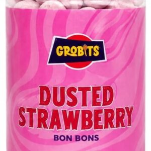 GROBITS Original Dusted Strawberry Bonbons – Classic Retro Sweets (605g Jar)