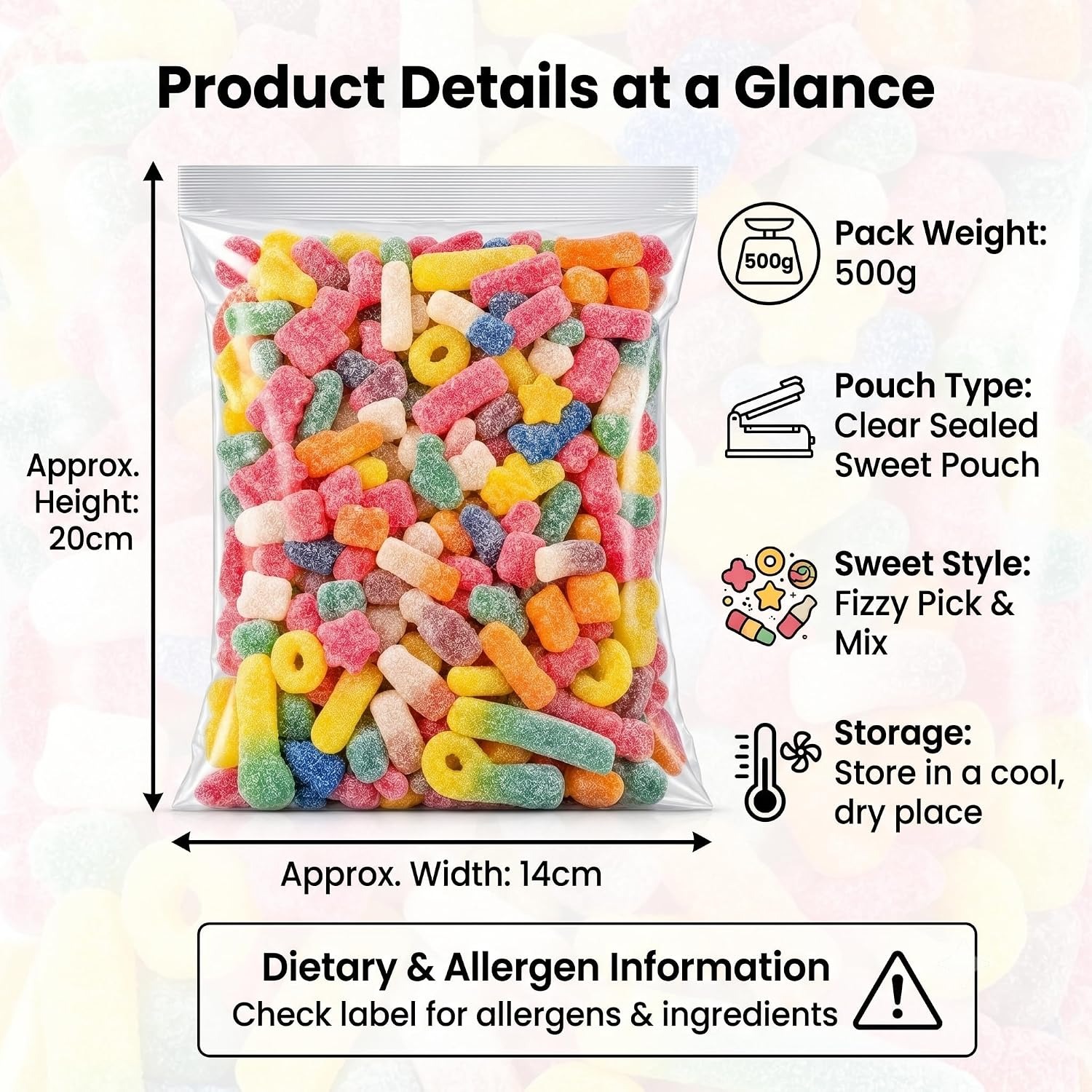 GROBITS Fizzy Pick & Mix Jelly Sweets – Classic Retro Candy Assortment (500g) - Image 3