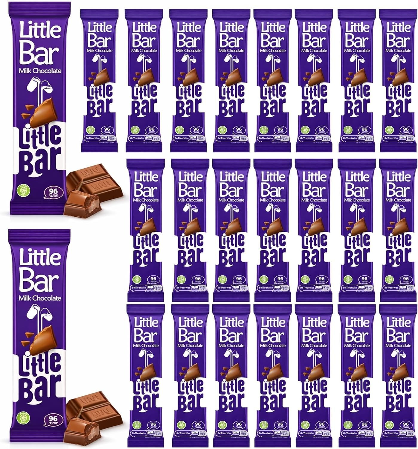 GROBITS Little Milk Chocolate Mini Bars – Smooth & Creamy, 24 x 18g