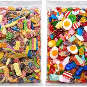 GROBITS Pick & Mix Jelly Sweets Bundle – Fizzy & Non-Fizzy Classic Retro Candy Assortment (2 x 800g Pouches)