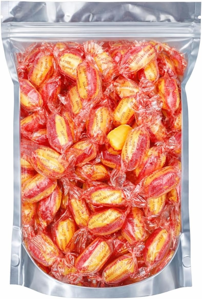 GROBITS Sugar Free Rhubarb & Custard Toffee – Classic British Sugar-Free Candy (500g)