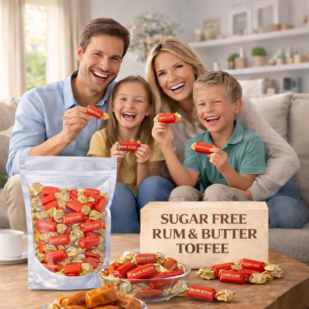 GROBITS Sugar Free Rum & Butter Toffee – Classic British Sugar-Free Toffee (500g) - Image 7